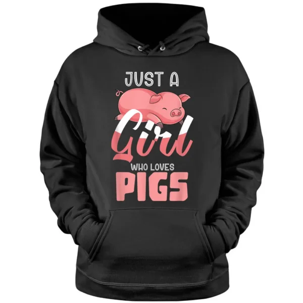 Pig Lover Just A Girl Farm Animal Women Farmer Pig Pullover Hoodie