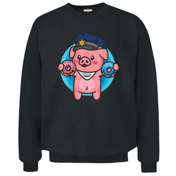 Pig Police Farmer Officer Funny Pig Cop Donut Doughnut Lover Pullover Sweatshirt