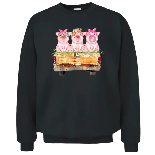 Pink Pig Old Vintage Truck Farmer Country Farm Farming Girl Pullover Sweatshirt