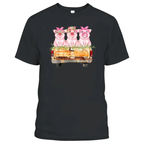 Pink Pig Old Vintage Truck Farmer Country Farm Farming Girl T-Shirt