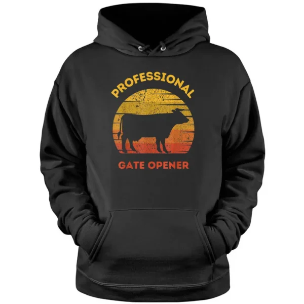 Professional Gate Opener Funny Design Farmer Cool Cows Pullover Hoodie