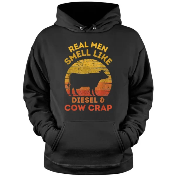 Real Men Smell Like Diesel And Cow Lover Crap Vintage Farmer Pullover Hoodie