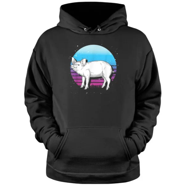 Retro Pig Lover Farming Farm Animal Farmer Pig Pullover Hoodie