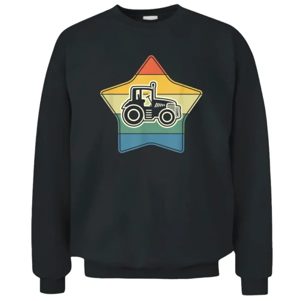 Tractor On Star With Retro Colours For Farmers And Farmers Pullover Sweatshirt