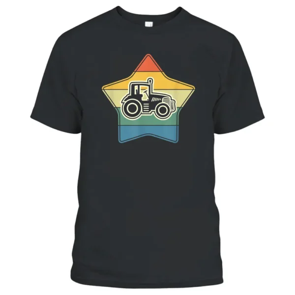 Tractor On Star With Retro Colours For Farmers And Farmers T-Shirt