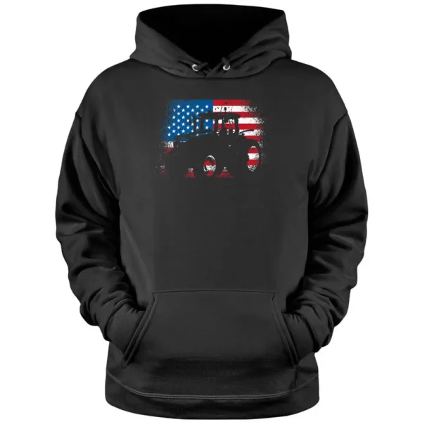 Tractor USA Flag Design For Patriotic Farmer Pullover Hoodie