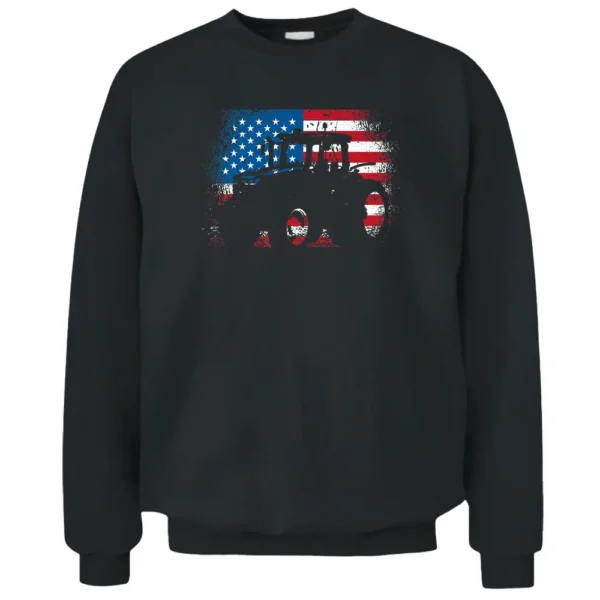 Tractor USA Flag Design For Patriotic Farmer Pullover Sweatshirt