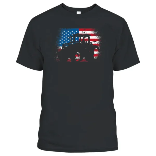 Tractor USA Flag Design For Patriotic Farmer T-Shirt