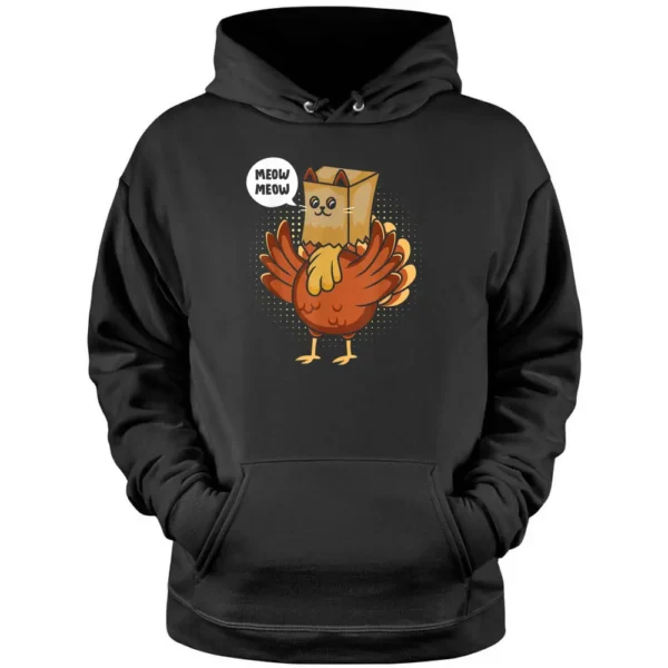 Turkey Animal Farmer Cat Lover Funny Fake Cat Thanksgiving Pullover Hoodie