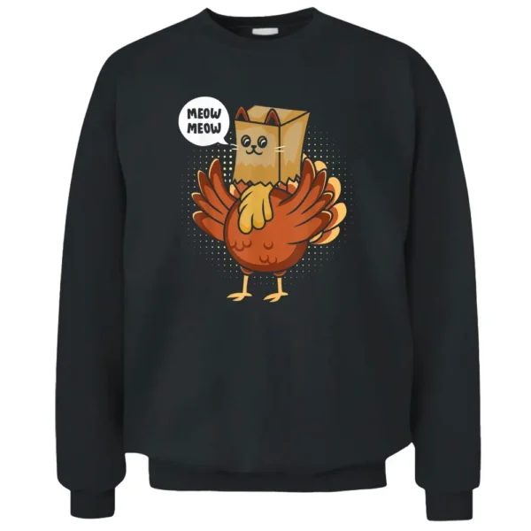 Turkey Animal Farmer Cat Lover Funny Fake Cat Thanksgiving Pullover Sweatshirt