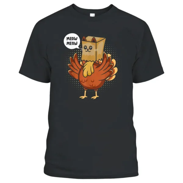 Turkey Animal Farmer Cat Lover Funny Fake Cat Thanksgiving T-Shirt