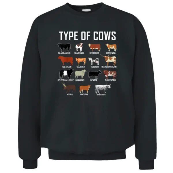 Types Of Cows Pullover Sweatshirt