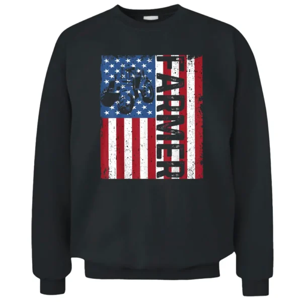 USA Patriotic American Farmer USA Flag On Farmer's Tractor Pullover Sweatshirt