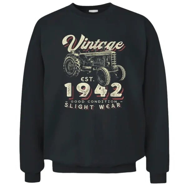 Vintage Farmer Tractor Established 1942 80th Birthday Party Pullover Sweatshirt