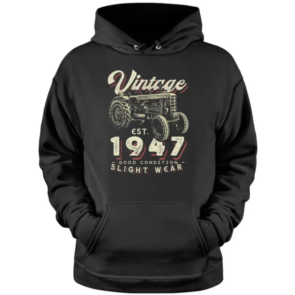 Vintage Farmer Tractor Established 1947 75th Birthday Party Pullover Hoodie