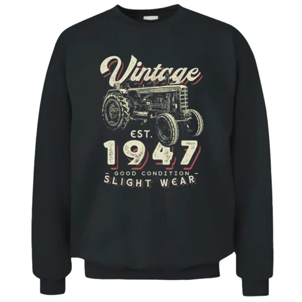 Vintage Farmer Tractor Established 1947 75th Birthday Party Pullover Sweatshirt