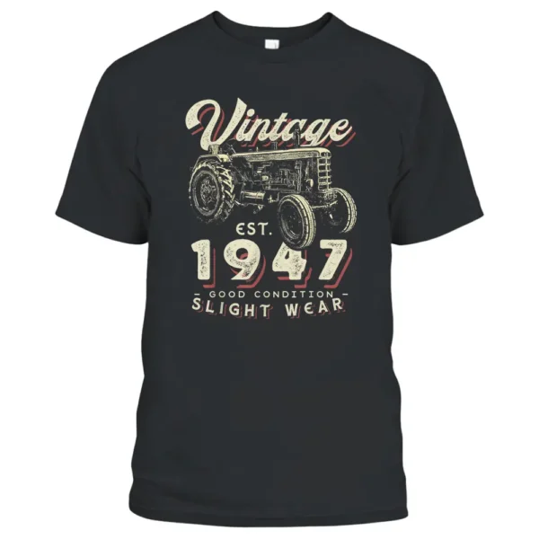 Vintage Farmer Tractor Established 1947 75th Birthday Party T-Shirt