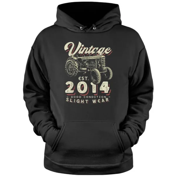 Vintage Farmer Tractor Established 2014 8th Birthday Party Pullover Hoodie