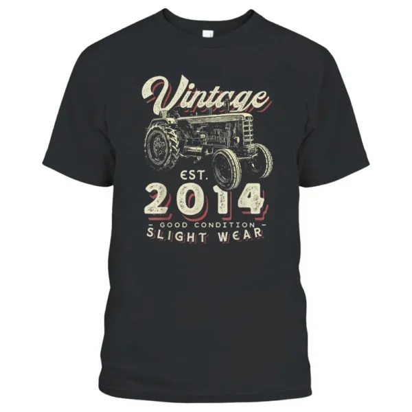 Vintage Farmer Tractor Established 2014 8th Birthday Party T-Shirt