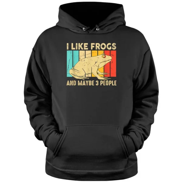 Vintage I Like Frogs Retro Amphibian Lake Animals Toad Lover Pullover Hoodie