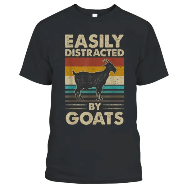 Vintage Retro Easily Distracted By Goat Farm Farmer T-Shirt